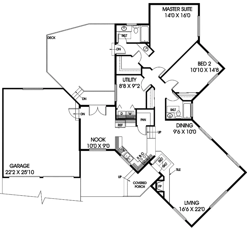 Modern House Plan First Floor - Tonga Country Ranch Home 085D-0205 - Shop House Plans and More