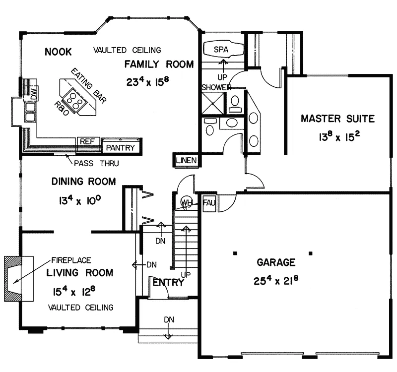 Contemporary House Plan First Floor - Lynn Meadows Ranch Home 085D-0207 - Shop House Plans and More