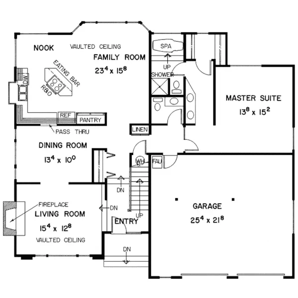 Contemporary House Plan First Floor - Lynn Meadows Ranch Home 085D-0207 - Shop House Plans and More