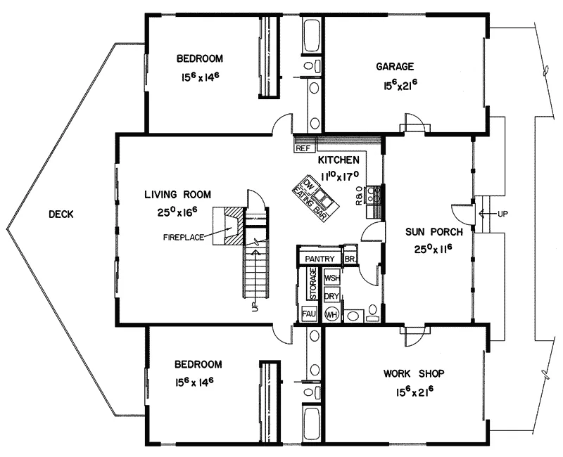 Lake House Plan First Floor - Gabriel Creek A-Frame Style Home 085D-0210 - Search House Plans and More