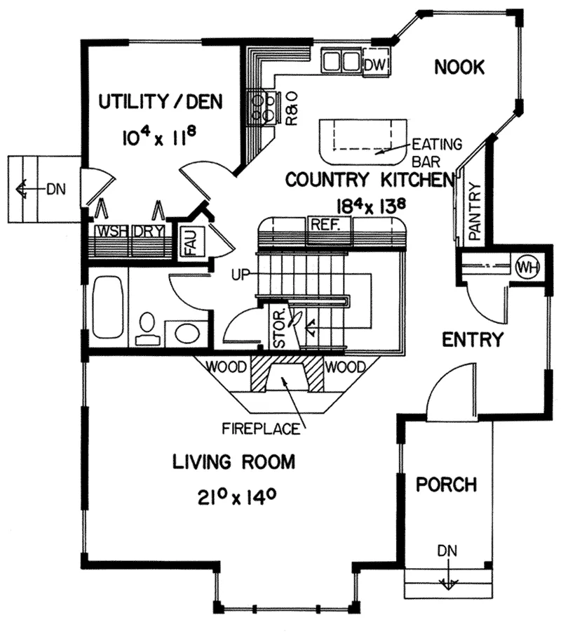 A-Frame House Plan First Floor - Paulina Hills Rustic Home 085D-0214 - Shop House Plans and More