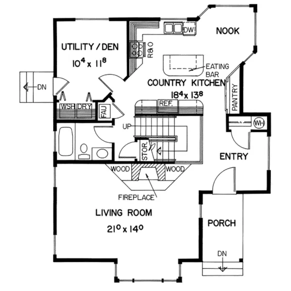 A-Frame House Plan First Floor - Paulina Hills Rustic Home 085D-0214 - Shop House Plans and More