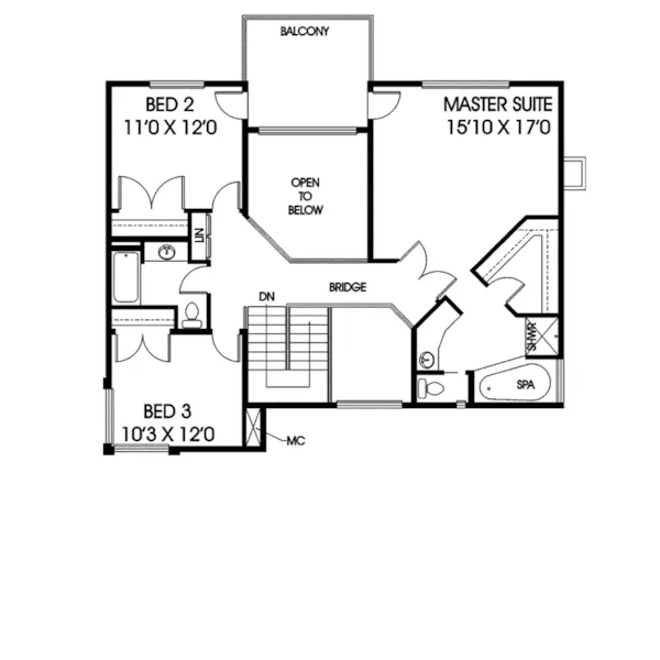 Mediterranean House Plan Second Floor - Biscayne Bay Florida Style Home 085D-0215 - Search House Plans and More