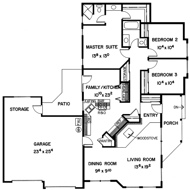 Traditional House Plan First Floor - Derwin Ranch Home 085D-0222 - Search House Plans and More