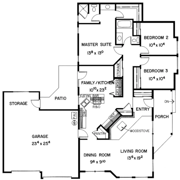 Country House Plan First Floor - Derwin Ranch Home 085D-0222 - Search House Plans and More