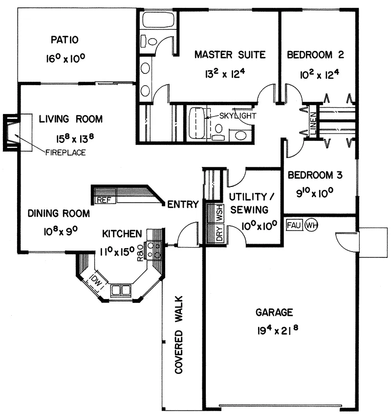 Country House Plan First Floor - Dubuque Ranch Home 085D-0223 - Search House Plans and More