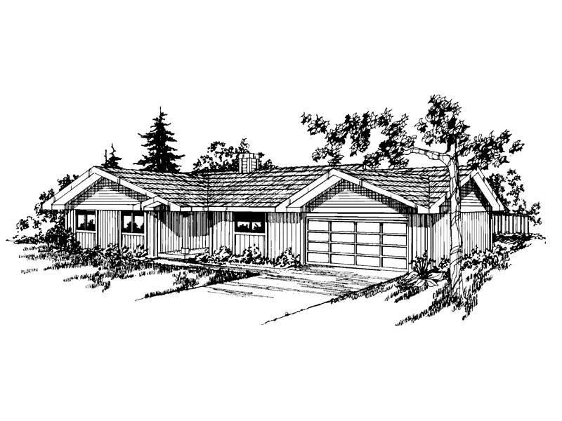 Contemporary House Plan Front of Home - Minnette Ranch Home 085D-0225 - Shop House Plans and More