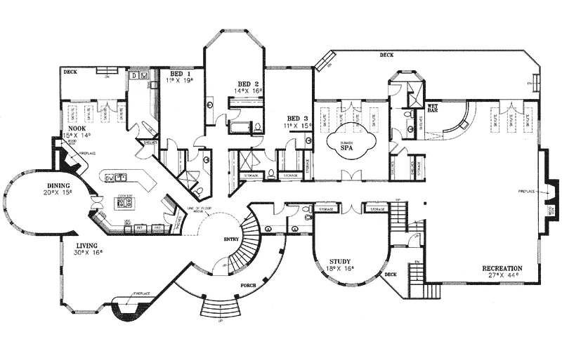 Contemporary House Plan First Floor - Coffman Bend Luxury Home 085D-0226 - Search House Plans and More