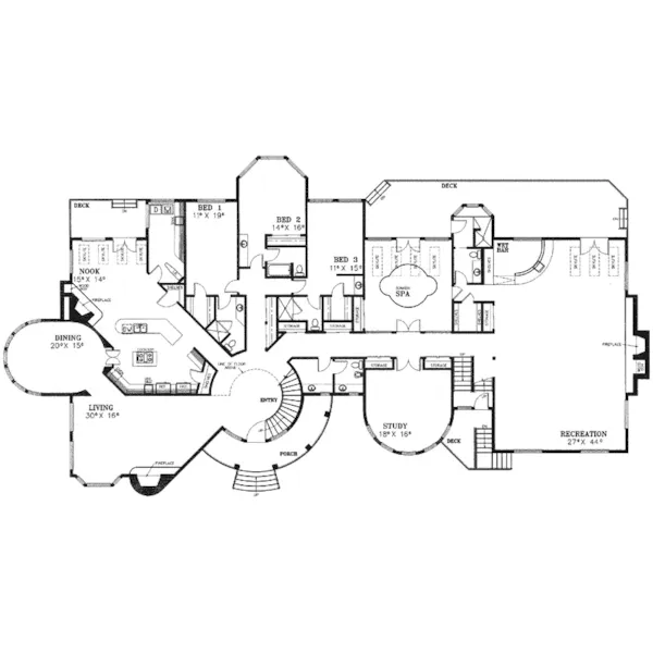 Contemporary House Plan First Floor - Coffman Bend Luxury Home 085D-0226 - Search House Plans and More