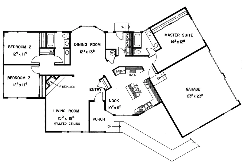 Country House Plan First Floor - Villaview Ranch Home 085D-0229 - Shop House Plans and More