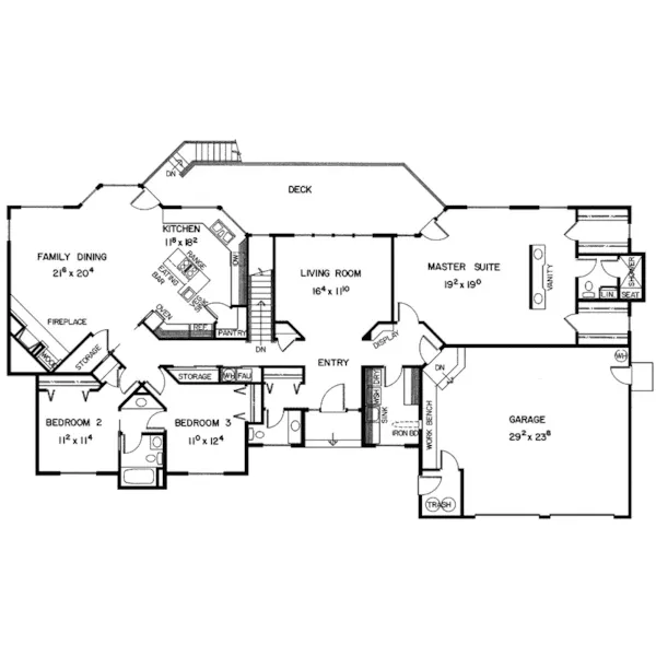 Traditional House Plan First Floor - Catawissa Park Ranch Home 085D-0235 - Search House Plans and More