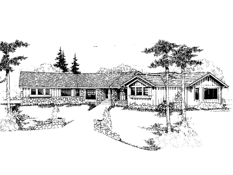 Craftsman House Plan Front of Home - Ortrand Ranch Home 085D-0237 - Shop House Plans and More