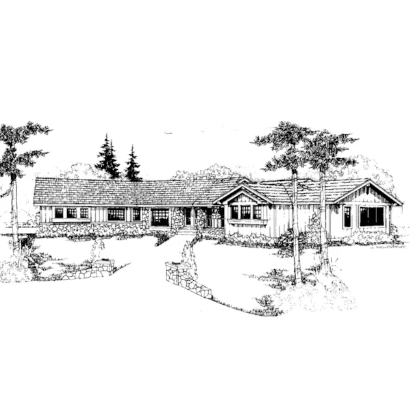 Traditional House Plan Front of Home - Ortrand Ranch Home 085D-0237 - Shop House Plans and More