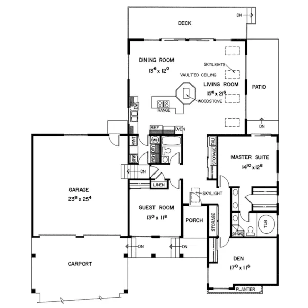 Contemporary House Plan First Floor - Eagle Falls Riustic Ranch Home 085D-0240 - Search House Plans and More