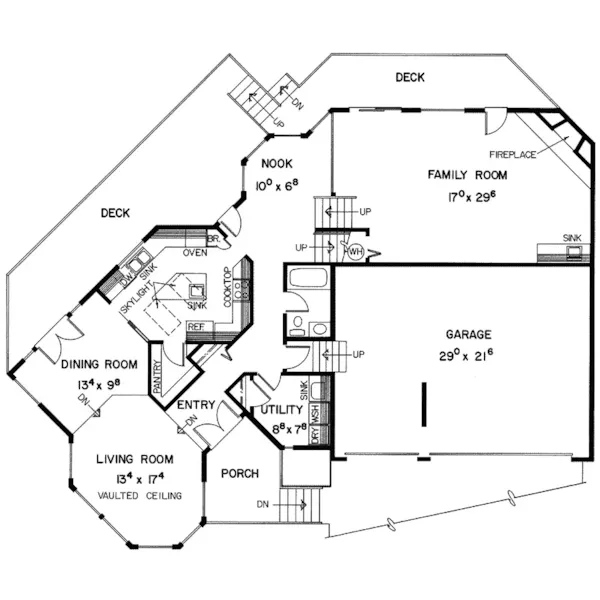 Traditional House Plan First Floor - Forestcrest Rustic Mountain Home 085D-0242 - Search House Plans and More