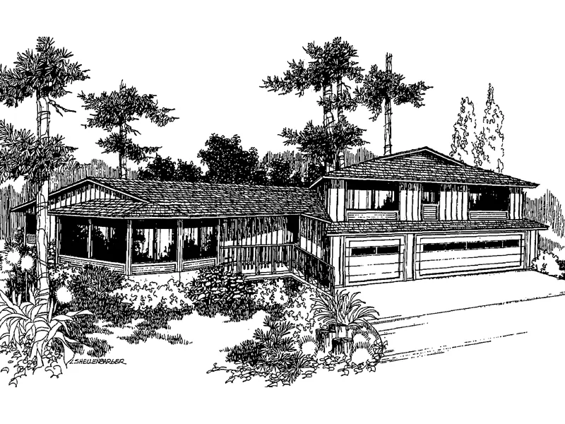 Contemporary House Plan Front of Home - Forestcrest Rustic Mountain Home 085D-0242 - Search House Plans and More