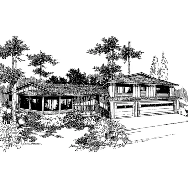 Traditional House Plan Front of Home - Forestcrest Rustic Mountain Home 085D-0242 - Search House Plans and More