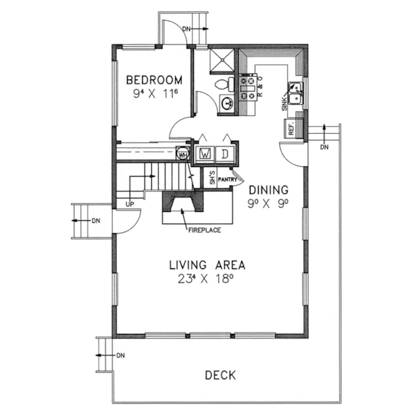 Vacation House Plan First Floor - Ganaway Creek A-Frame Home 085D-0246 - Search House Plans and More