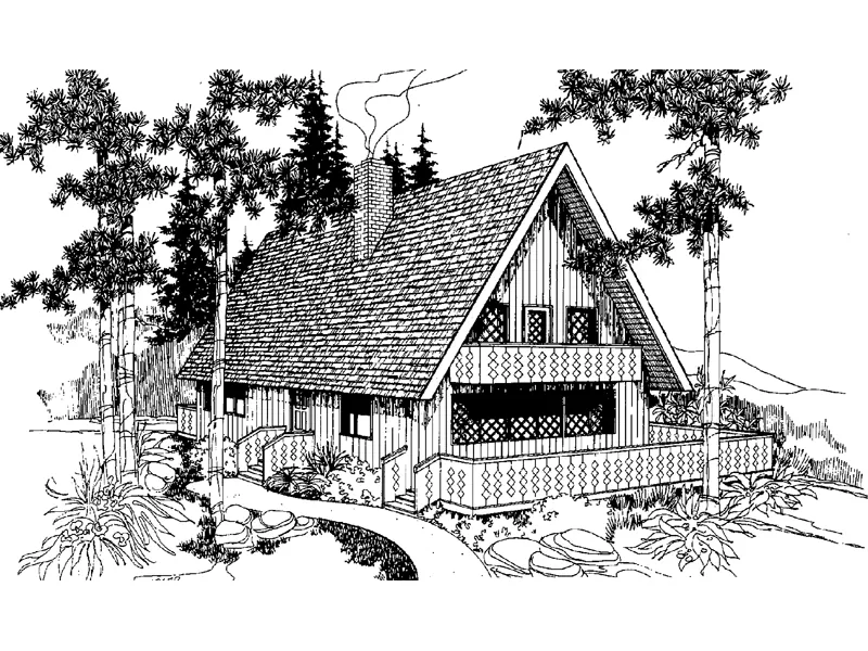 Cabin & Cottage House Plan Front of Home - Ganaway Creek A-Frame Home 085D-0246 - Search House Plans and More