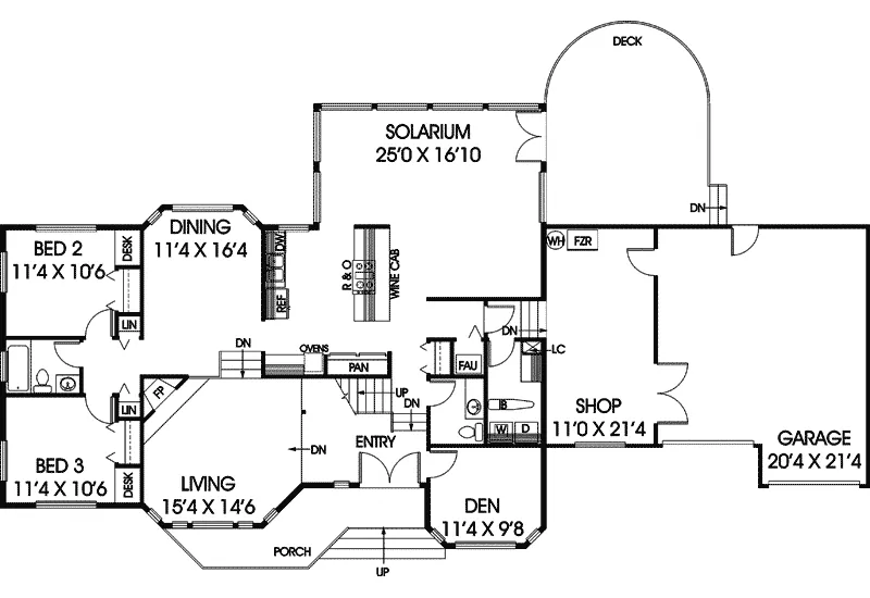 Traditional House Plan First Floor - Heatonville Ranch Home 085D-0247 - Search House Plans and More