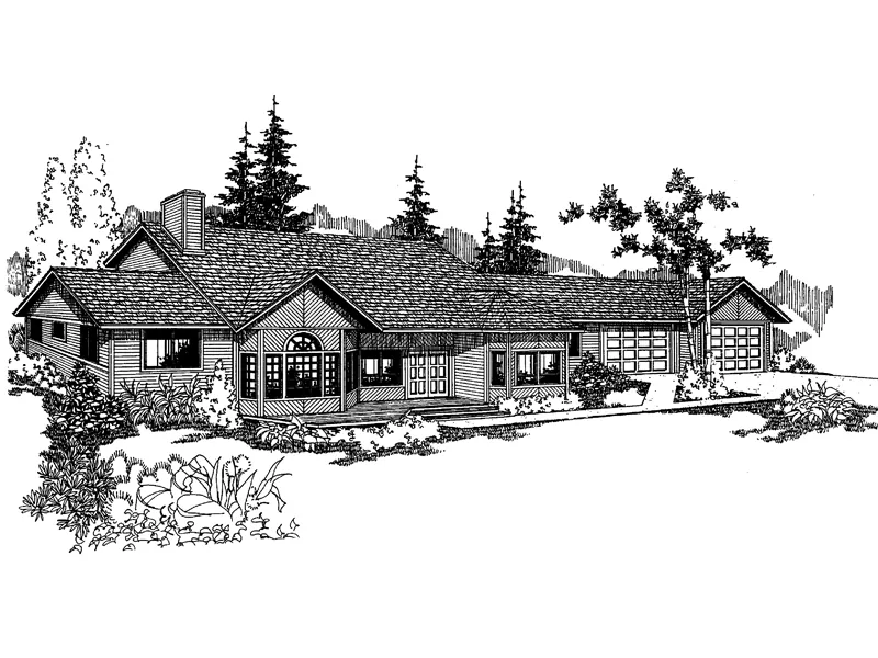 Traditional House Plan Front of Home - Heatonville Ranch Home 085D-0247 - Search House Plans and More
