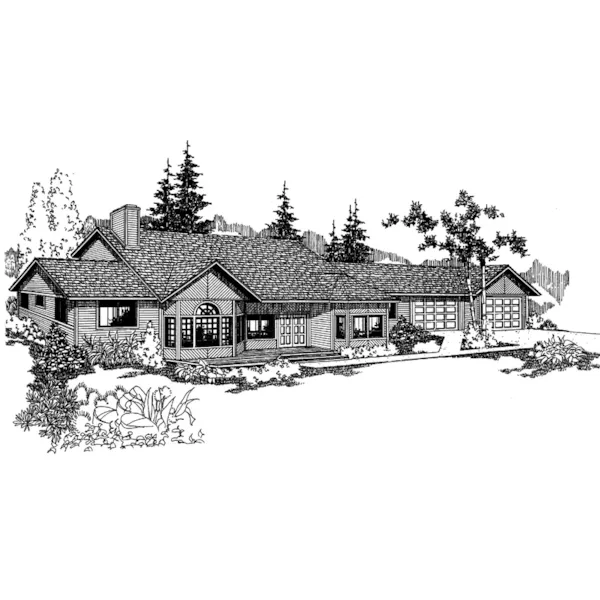 Traditional House Plan Front of Home - Heatonville Ranch Home 085D-0247 - Search House Plans and More