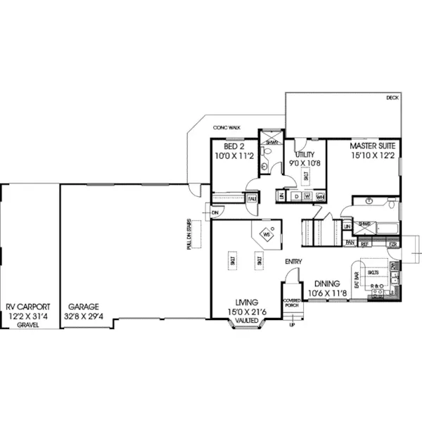 Ranch House Plan First Floor - Excelsior Spring Ranch Home 085D-0248 - Search House Plans and More