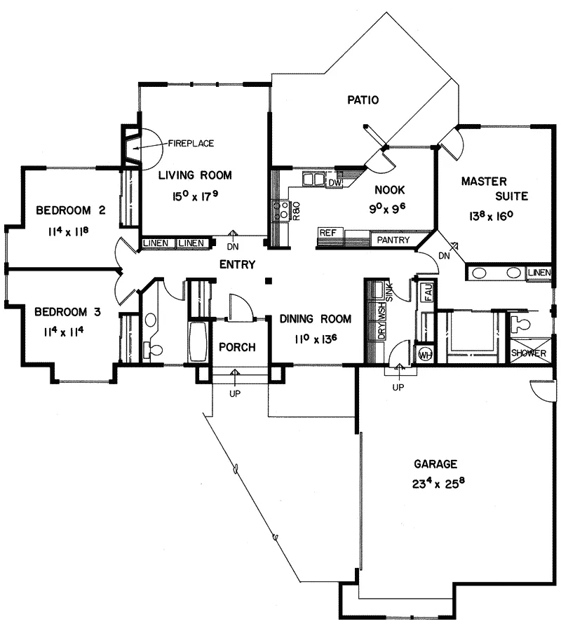 Country House Plan First Floor - Bass Creek Ranch Home 085D-0250 - Search House Plans and More