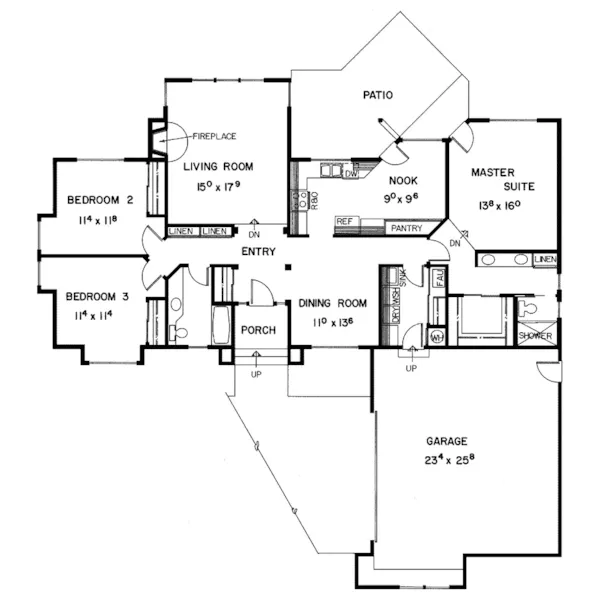 Tudor House Plan First Floor - Bass Creek Ranch Home 085D-0250 - Search House Plans and More