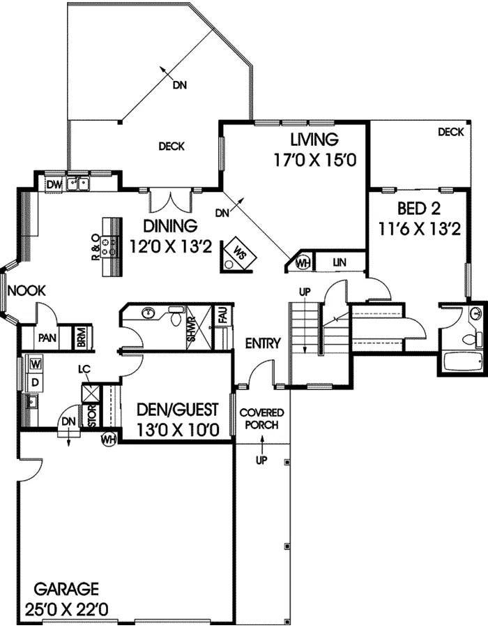 Traditional House Plan First Floor - Rosemary Field Contemporary Home 085D-0251 - Shop House Plans and More
