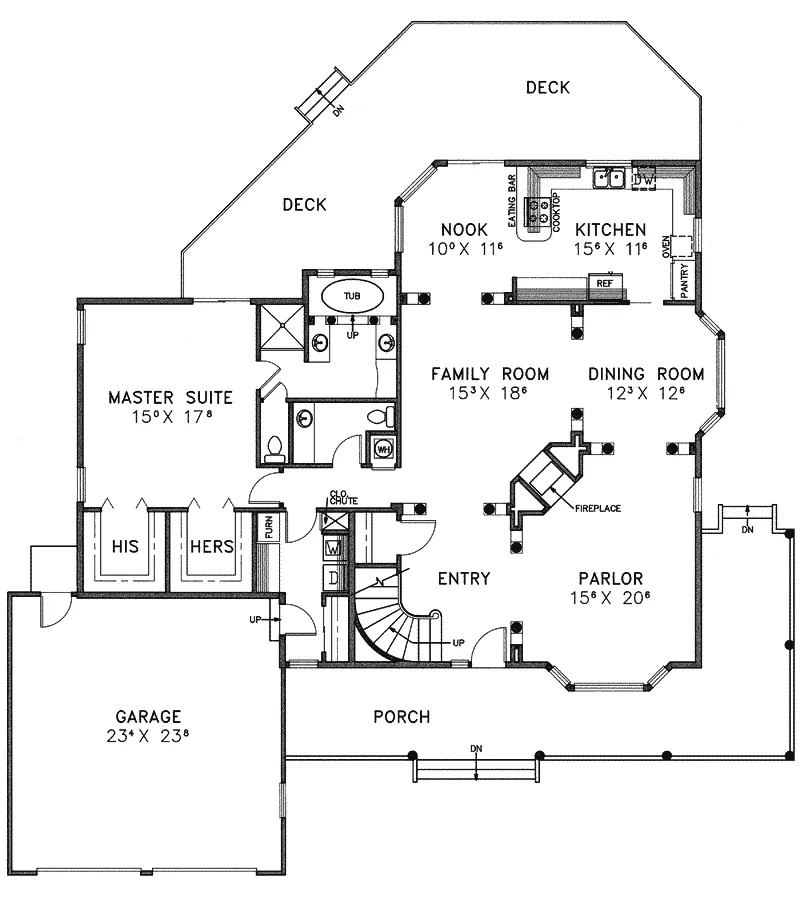 Farmhouse Plan First Floor - Bal Coeur Country Home 085D-0253 - Search House Plans and More