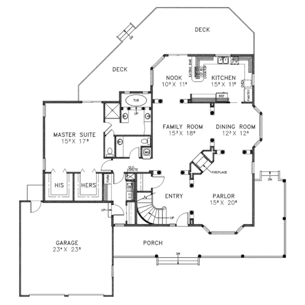 Farmhouse Plan First Floor - Bal Coeur Country Home 085D-0253 - Search House Plans and More