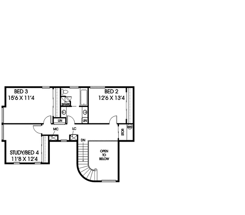 Contemporary House Plan Second Floor - Columbia Cove Mediterranean Home 085D-0254 - Search House Plans and More