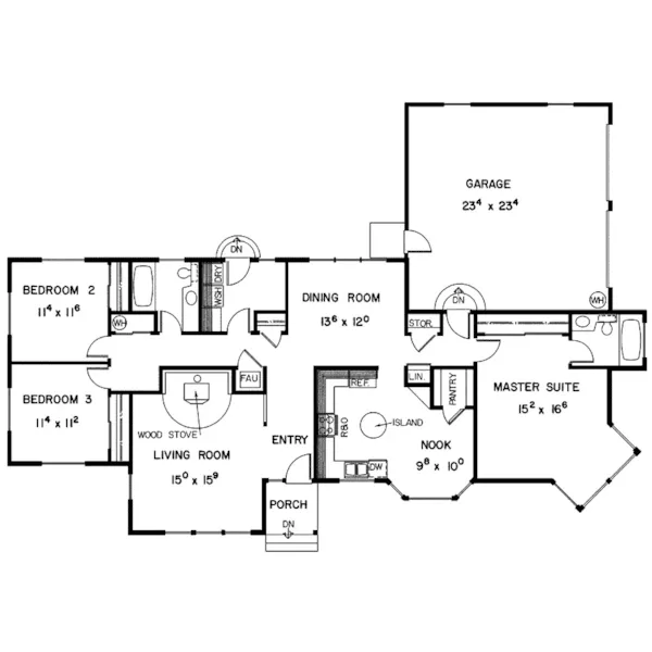 Traditional House Plan First Floor - Coffman Manor Ranch Home 085D-0255 - Search House Plans and More