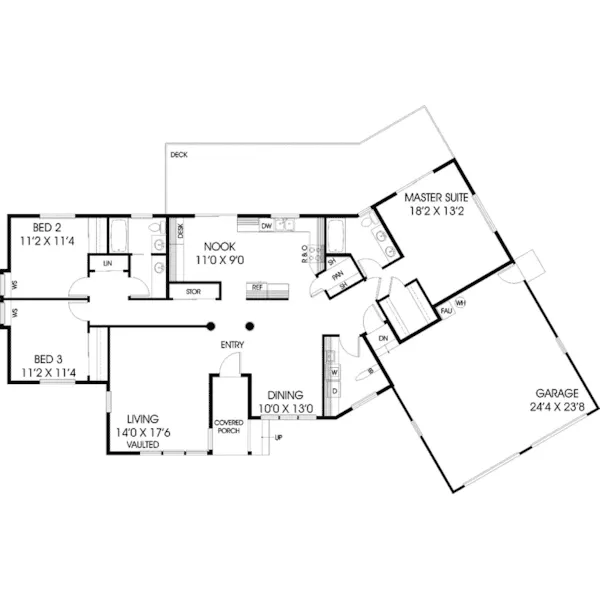 Country House Plan First Floor - Cress Spring Ranch Home 085D-0256 - Search House Plans and More