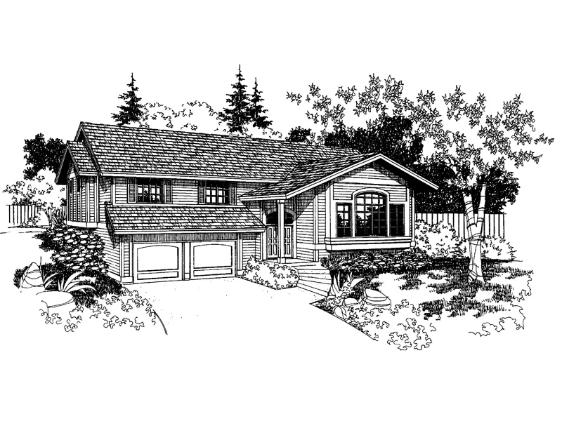 Ranch House Plan Front of Home - Alberto Split-Level Home 085D-0257 - Search House Plans and More