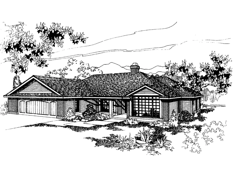 Traditional House Plan Front of Home - Billingville Ranch Home 085D-0258 - Search House Plans and More