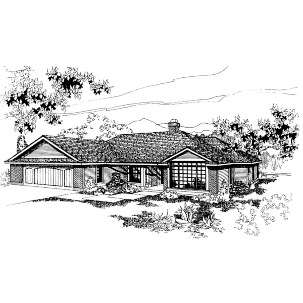 Contemporary House Plan Front of Home - Billingville Ranch Home 085D-0258 - Search House Plans and More