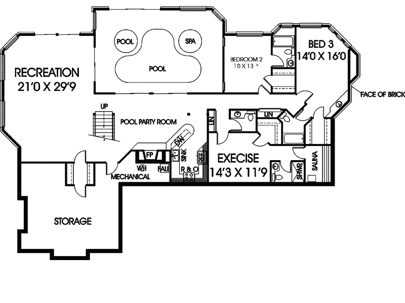 European House Plan Lower Level Floor - Clear Creek Luxury European Home 085D-0259 - Search House Plans and More