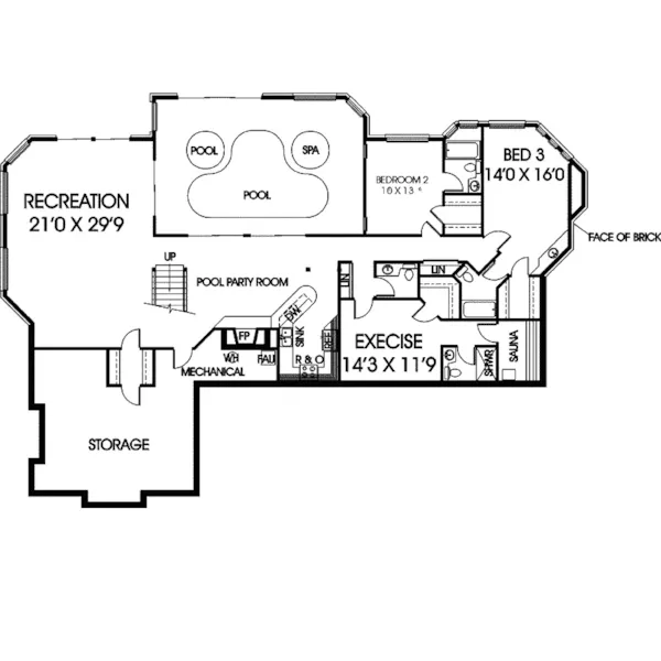 Contemporary House Plan Lower Level Floor - Clear Creek Luxury European Home 085D-0259 - Search House Plans and More