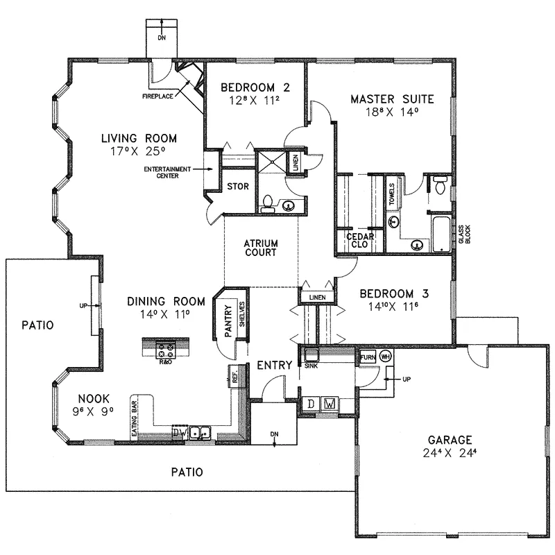 Traditional House Plan First Floor - Cedarcrest Ranch Home 085D-0260 - Search House Plans and More