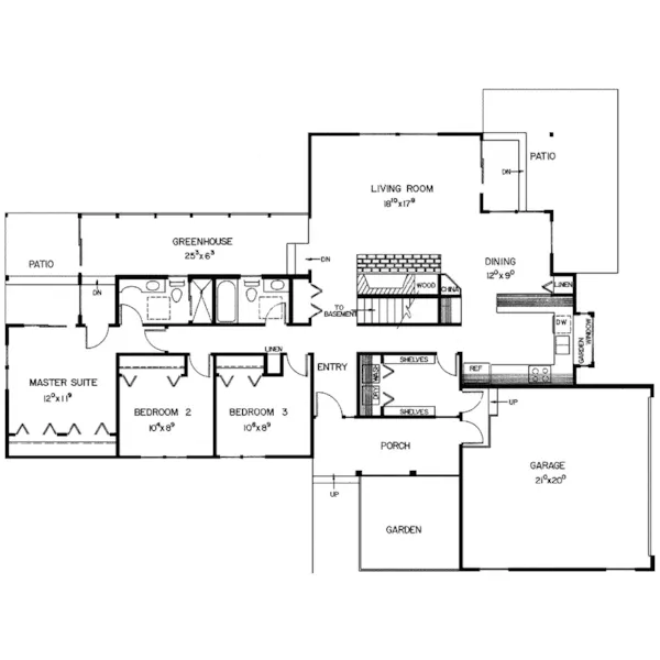 Modern House Plan First Floor - Cassidy Point Country Ranch Home 085D-0261 - Search House Plans and More