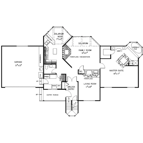 Colonial House Plan First Floor - Emma Park Rustic Home 085D-0266 - Search House Plans and More