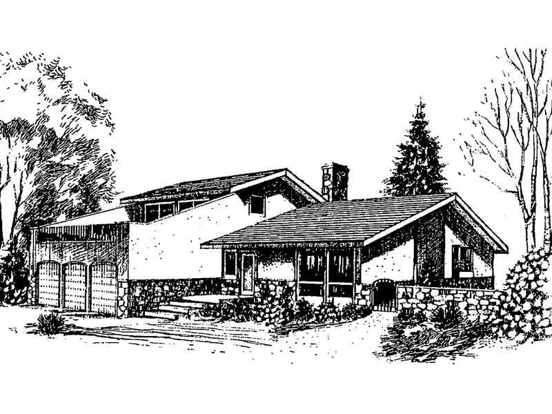 Traditional House Plan Front of Home - Doolittle Hill Contemporary Home 085D-0268 - Search House Plans and More