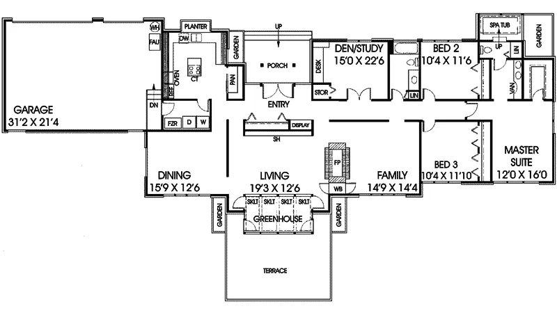 Contemporary House Plan First Floor - Avery Creek Contemporary Home 085D-0271 - Search House Plans and More