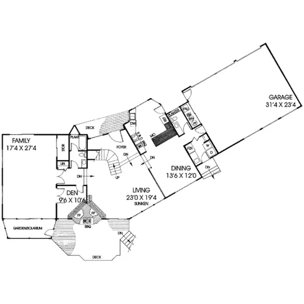 Modern House Plan First Floor - Calton Creek Modern Home 085D-0272 - Search House Plans and More