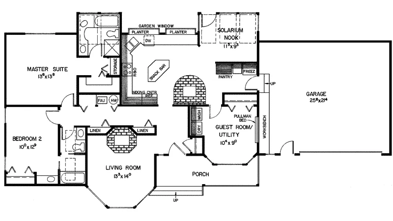 Ranch House Plan First Floor - Dean Hollow Ranch Home 085D-0273 - Search House Plans and More