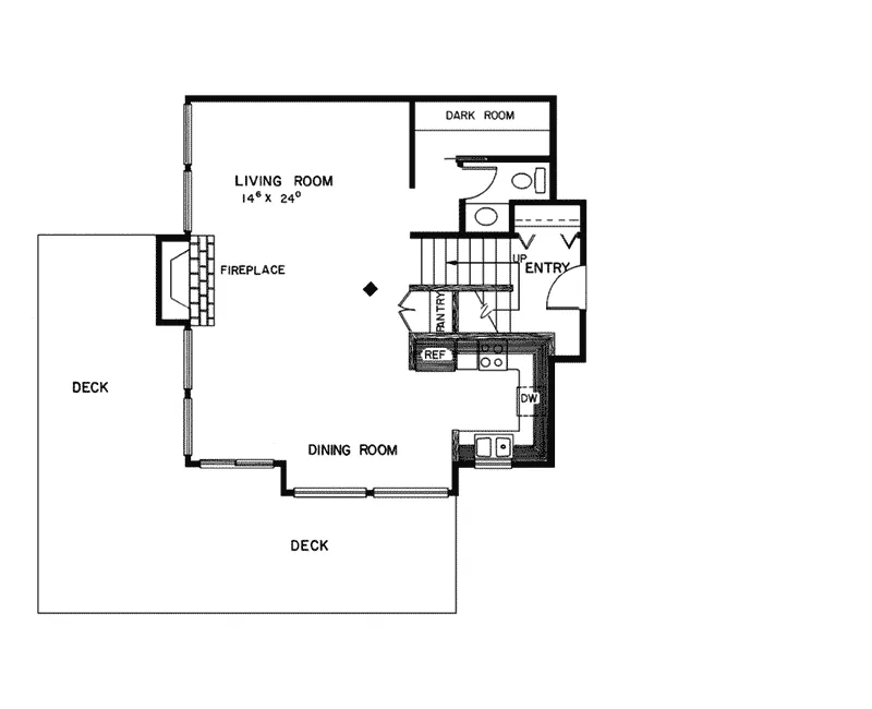 Modern House Plan First Floor - Lake Forest Vacation Home 085D-0276 - Shop House Plans and More