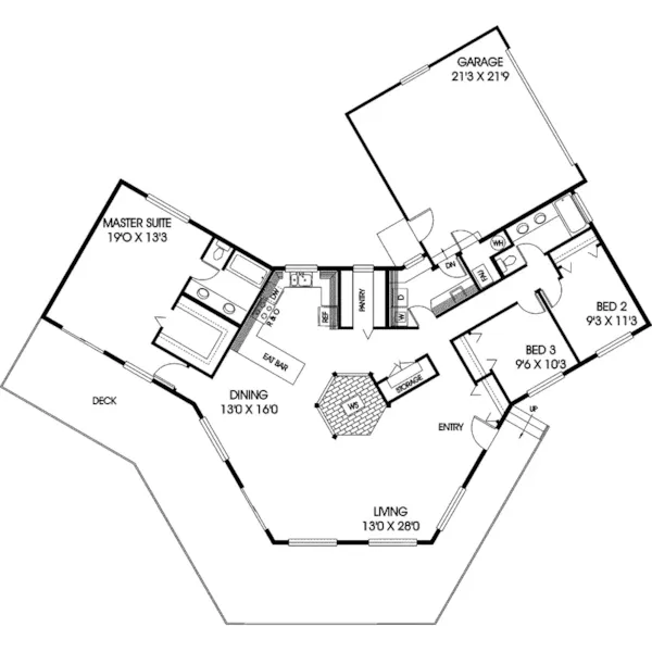 Ranch House Plan First Floor - Shadowridge Ranch Home 085D-0277 - Shop House Plans and More