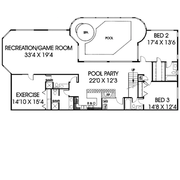 Luxury House Plan Lower Level Floor - Falkenberg Contemporary Home 085D-0278 - Search House Plans and More